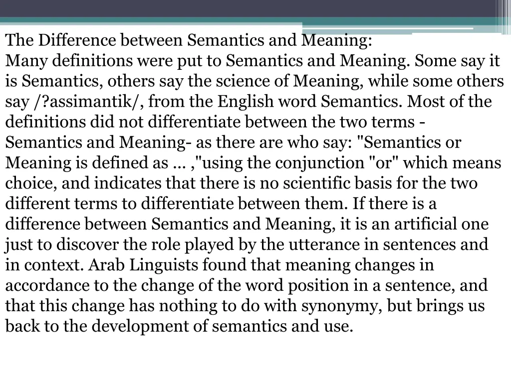 the difference between semantics and meaning many