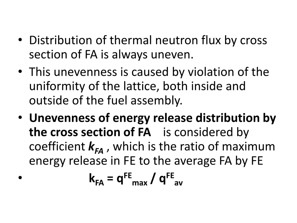 distribution of thermal neutron flux by cross