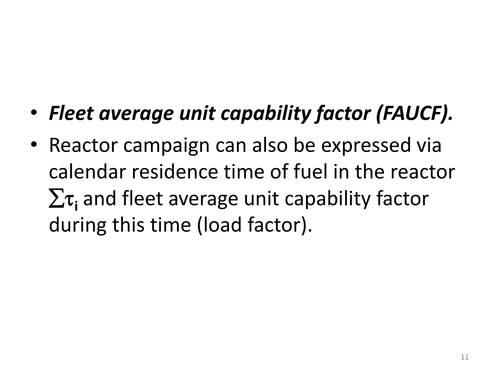 fleet average unit capability factor faucf