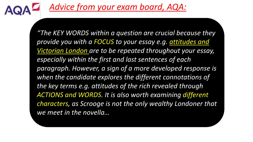 advice from your exam board aqa