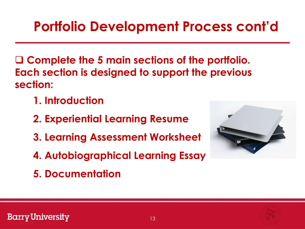 portfolio development process cont d 1