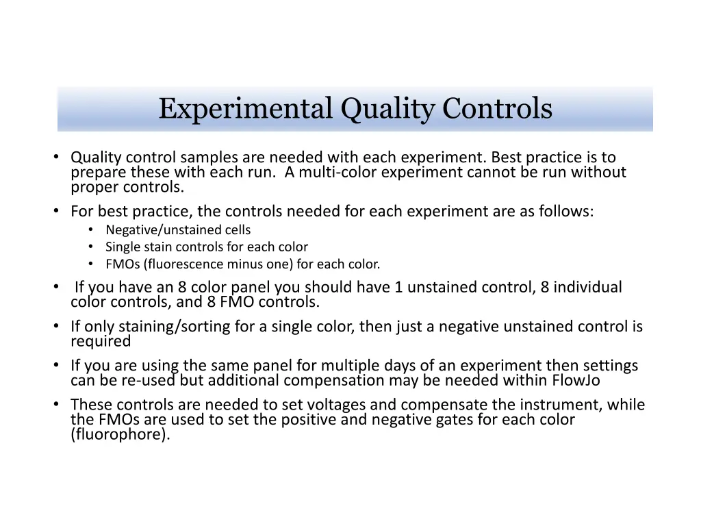 experimental quality controls