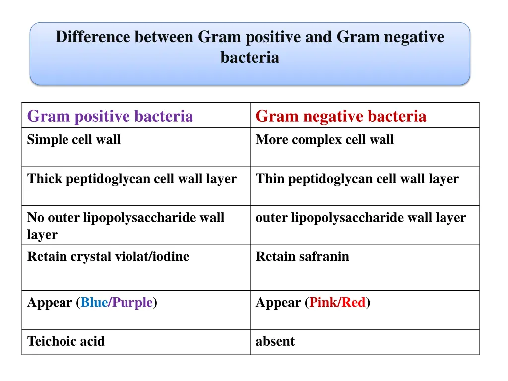 difference between gram positive and gram