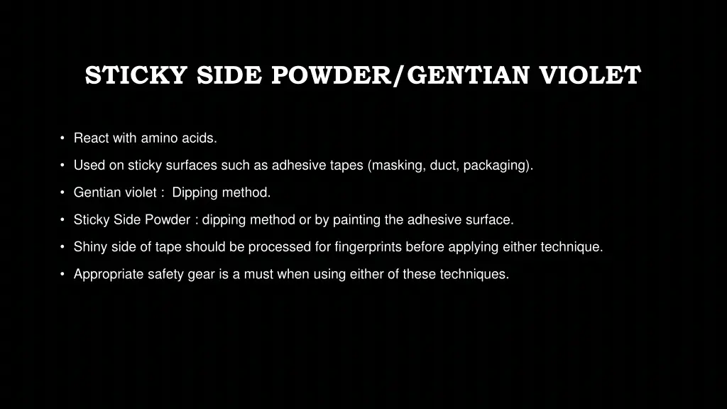 sticky side powder gentian violet