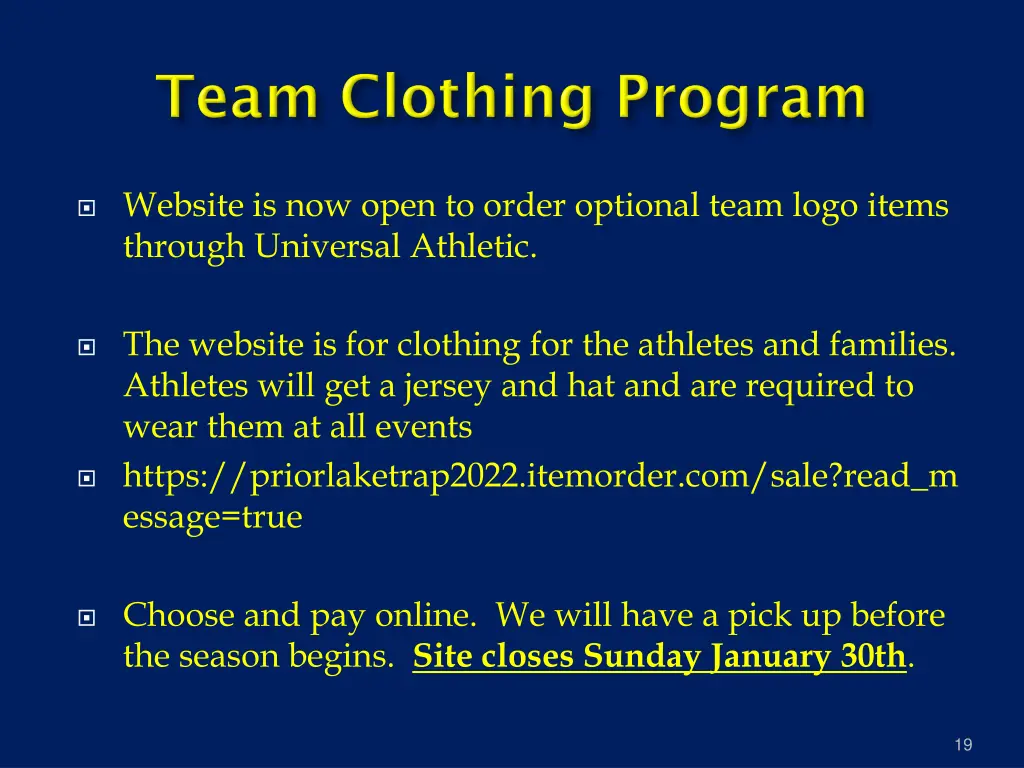 website is now open to order optional team logo