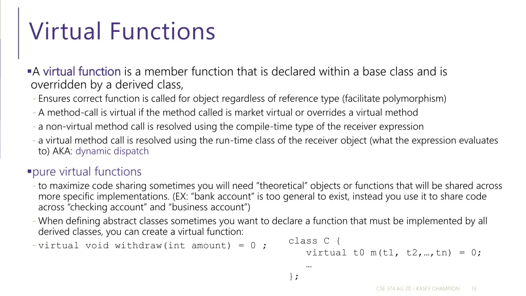 virtual functions