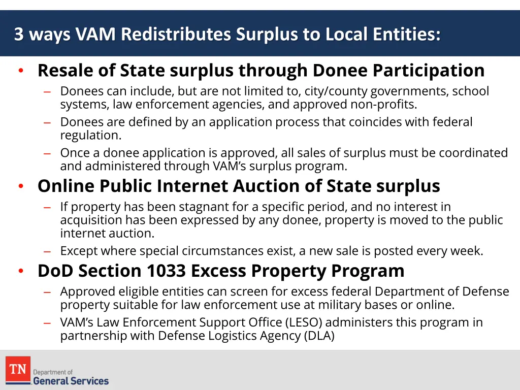 3 ways vam redistributes surplus to local entities