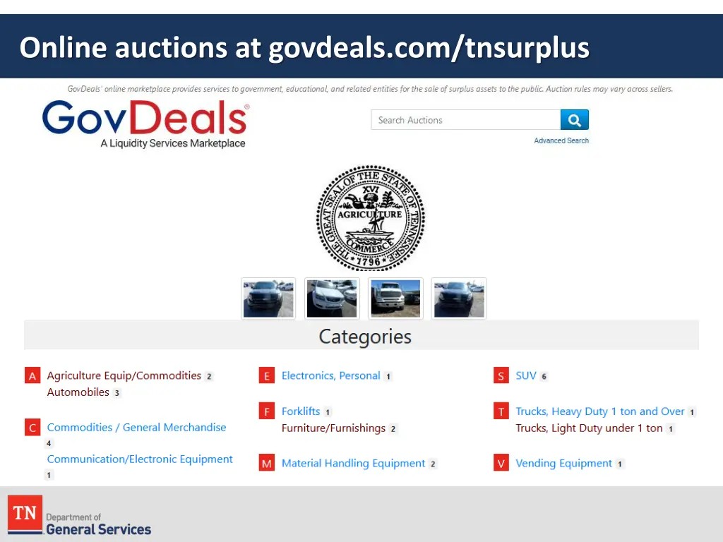 online auctions at govdeals com tnsurplus