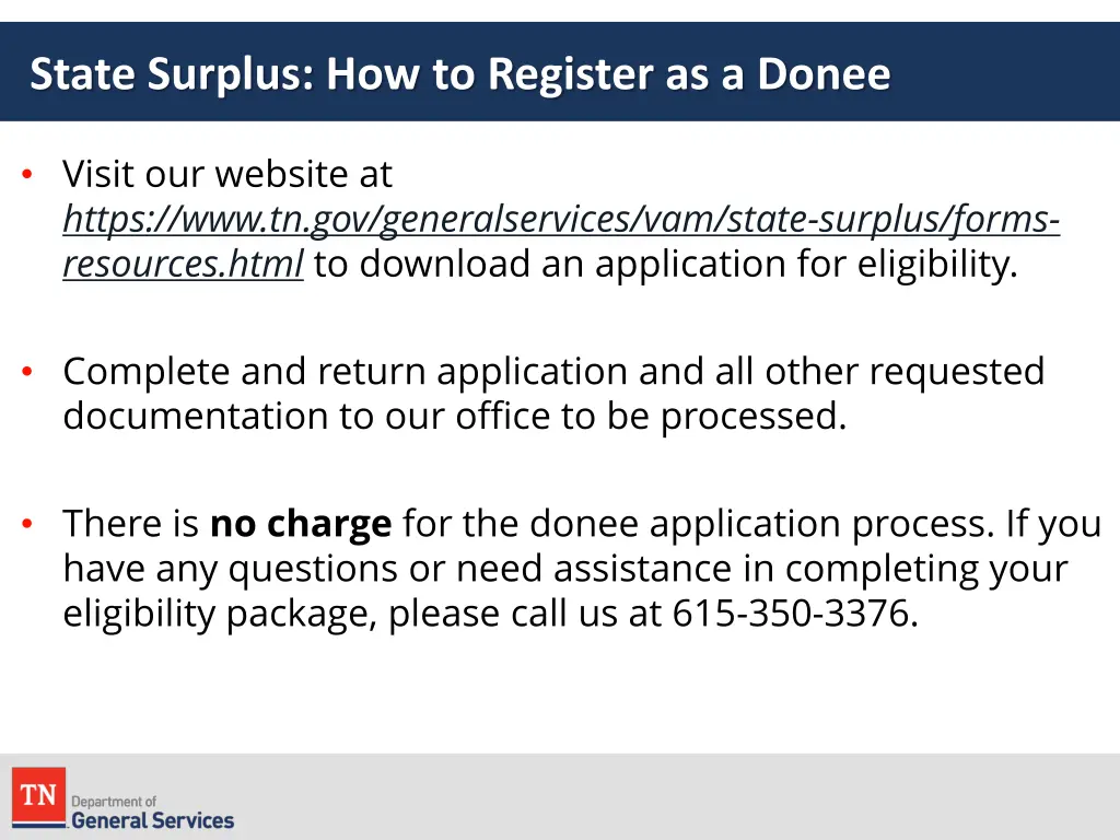 state surplus how to register as a donee