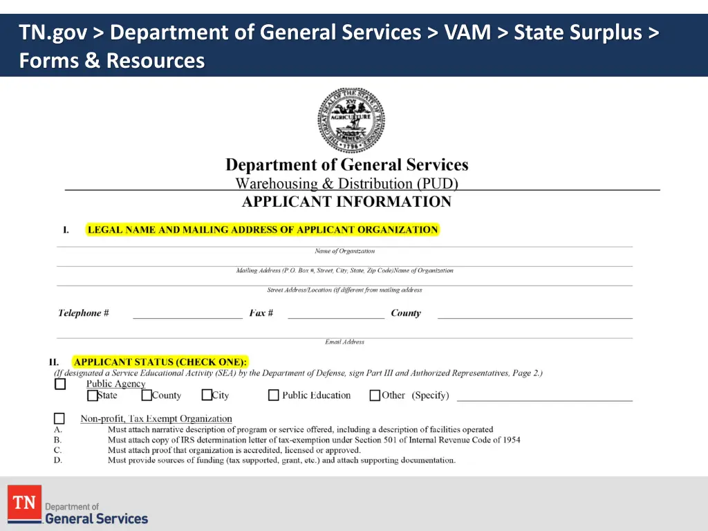 tn gov department of general services vam state