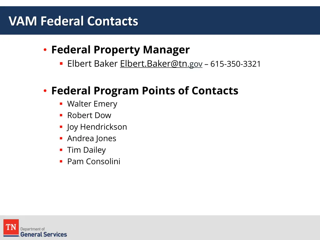 vam federal contacts