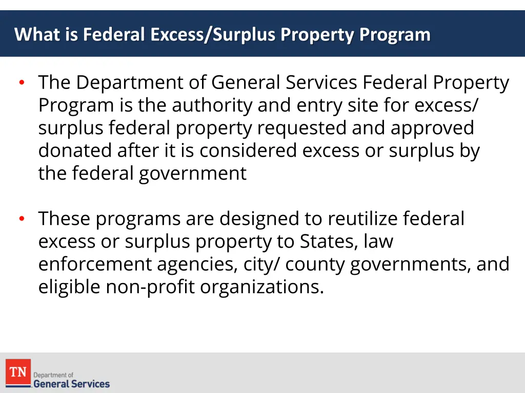 what is federal excess surplus property program