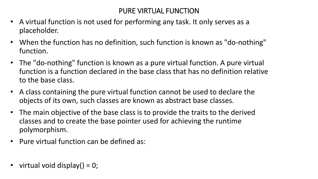 pure virtual function pure virtual function