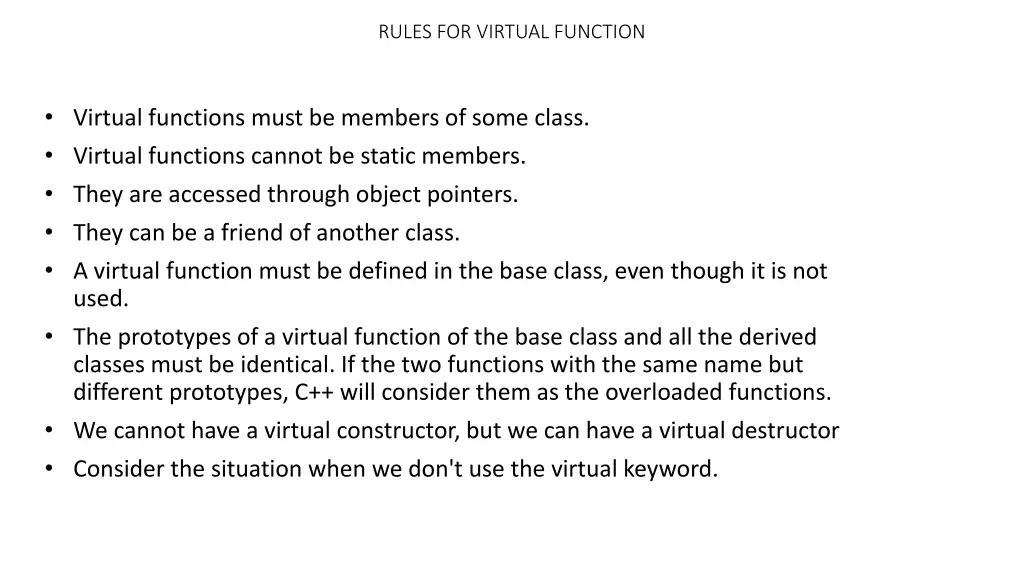 rules for virtual function