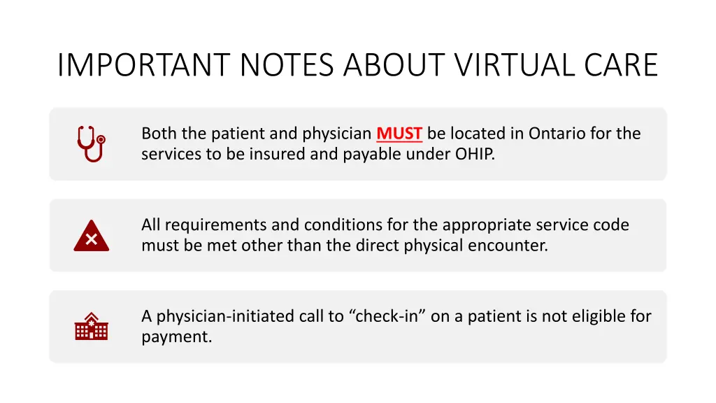 important notes about virtual care