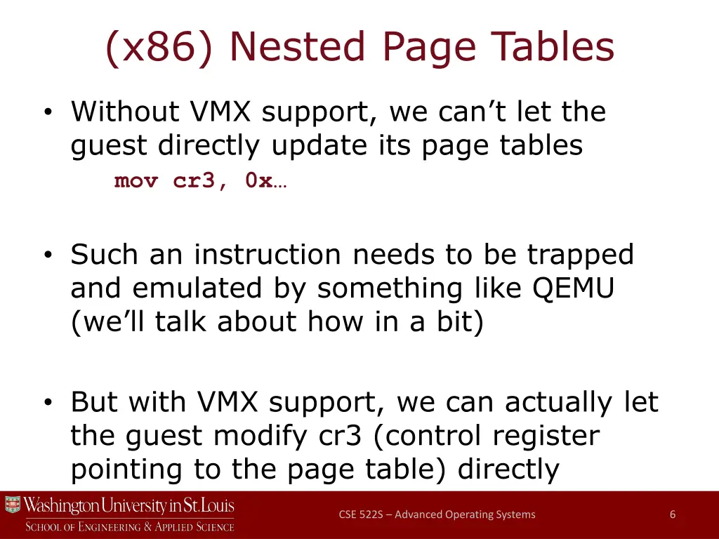 x86 nested page tables