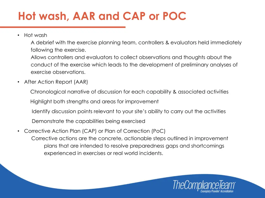 hot wash aar and cap or poc