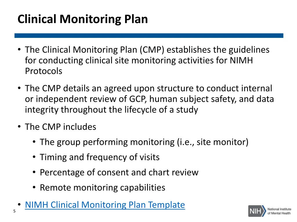 clinical monitoring plan