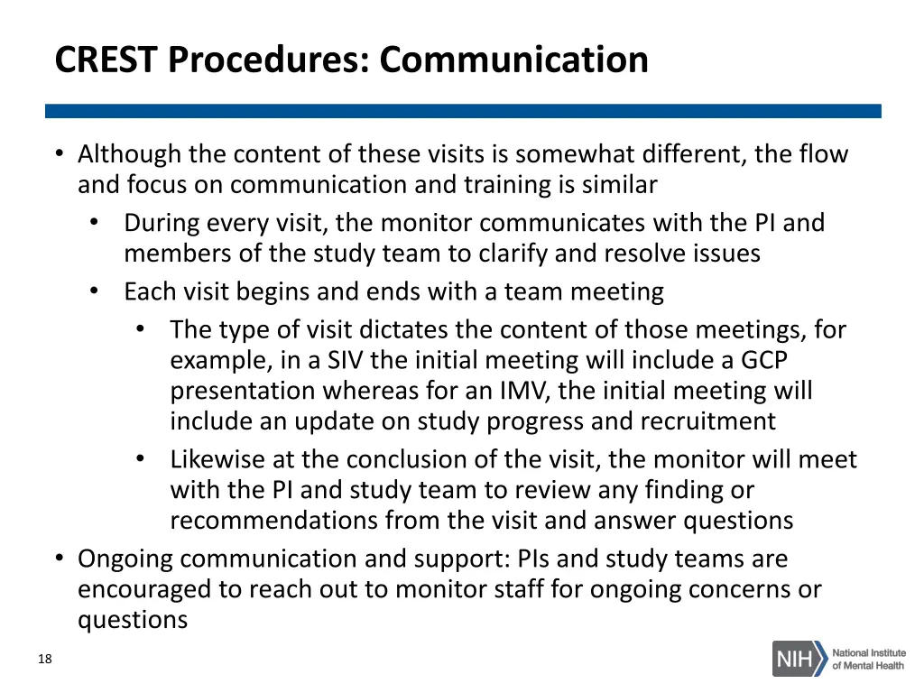 crest procedures communication