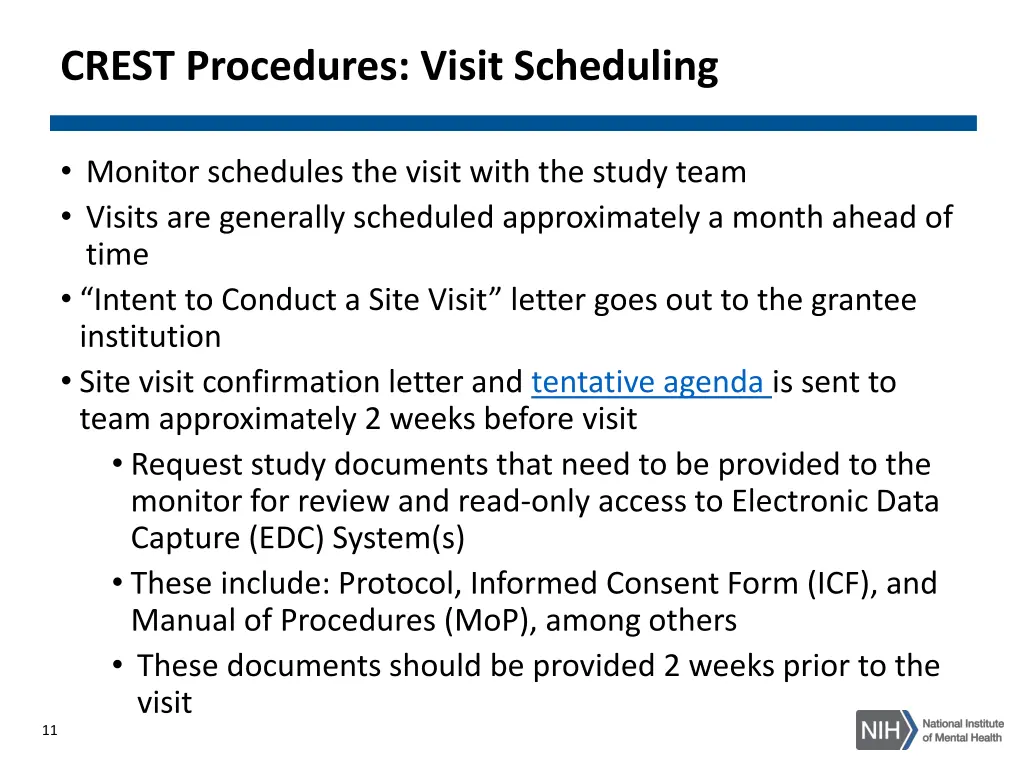 crest procedures visit scheduling