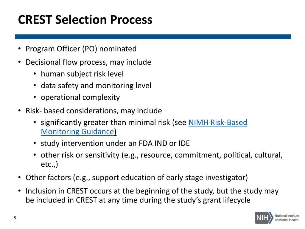 crest selection process