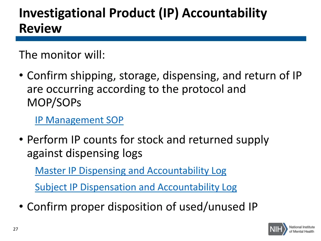 investigational product ip accountability review