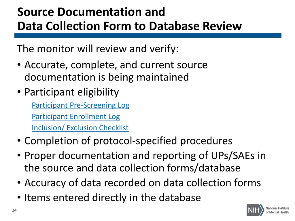 source documentation and data collection form