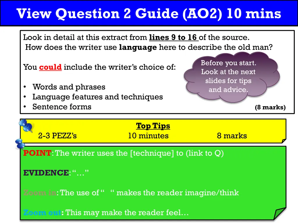 view question 2 guide ao2 10 mins