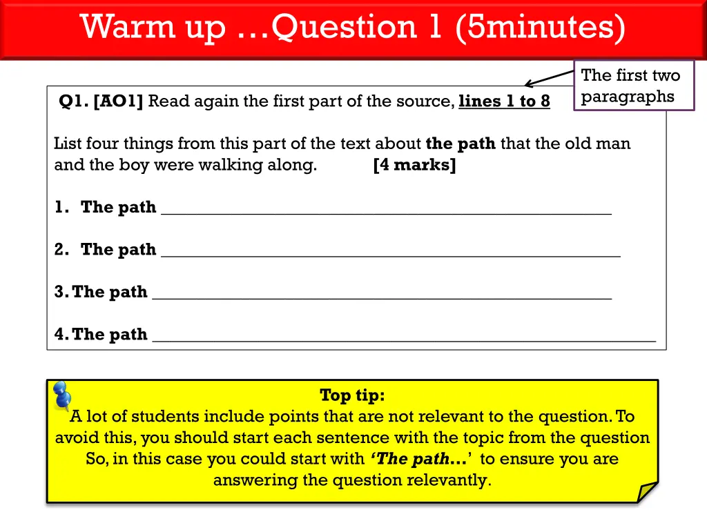 warm up question 1 5minutes