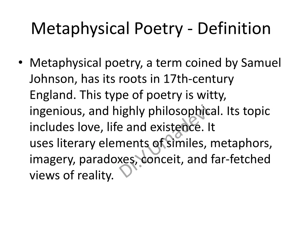 metaphysical poetry definition