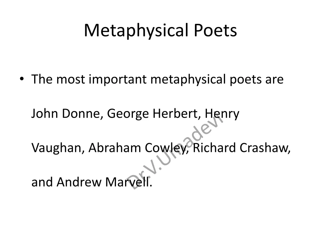 metaphysical poets