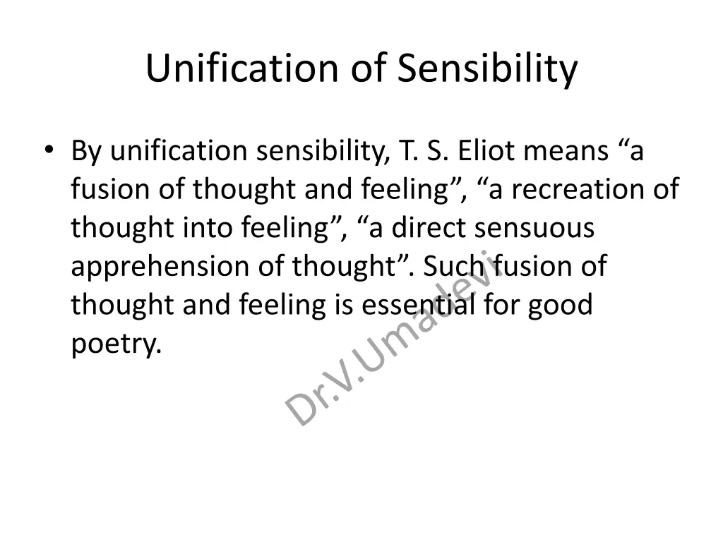 unification of sensibility