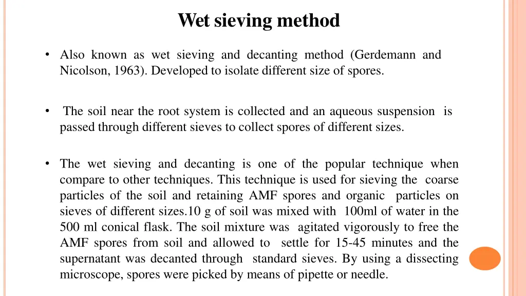 wet sieving method