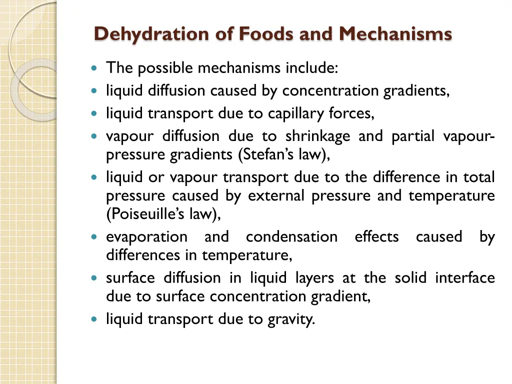 dehydration of foods and mechanisms 1