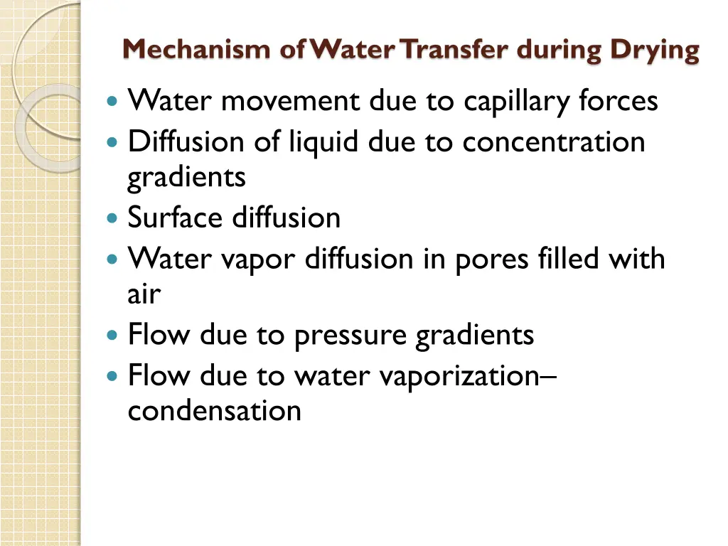 mechanism of water transfer during drying