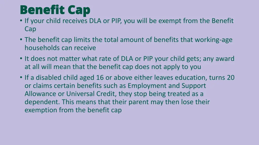 benefit cap benefit cap if your child receives