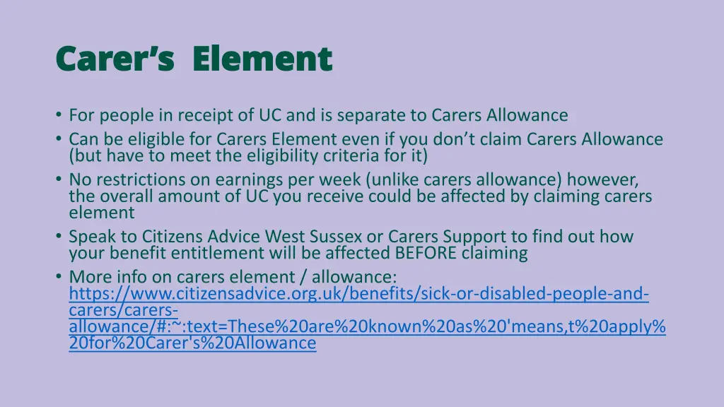 carer s element carer s element