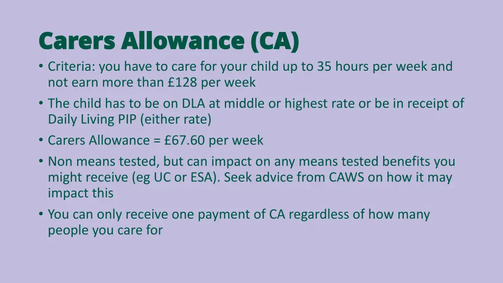 carers allowance ca carers allowance ca criteria