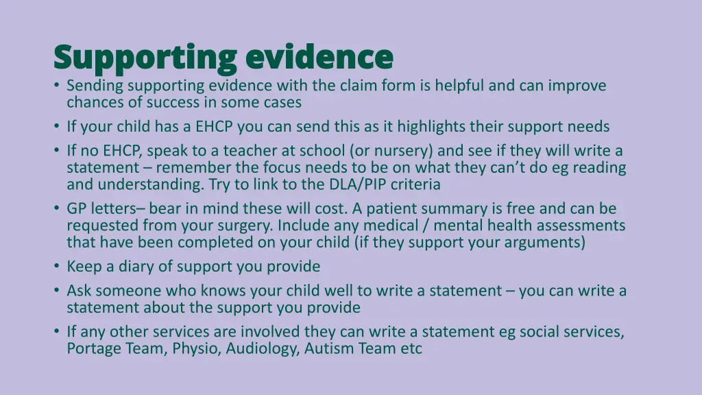 supporting evidence supporting evidence sending