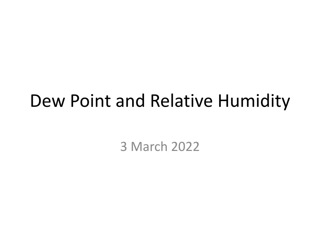 dew point and relative humidity