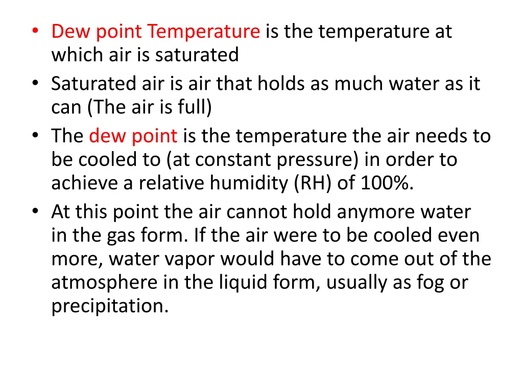 dew point temperature is the temperature at which