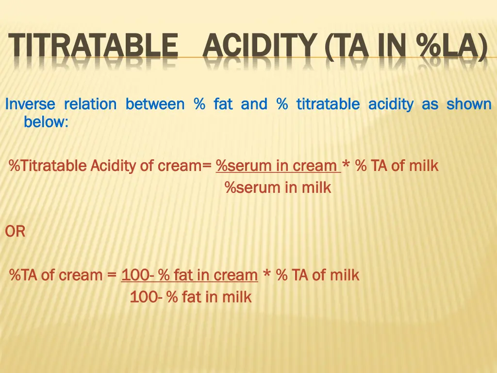 titratable acidity ta in la titratable acidity