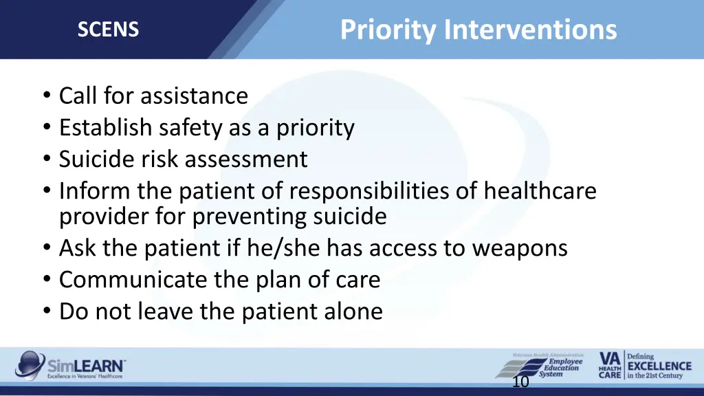 priority interventions