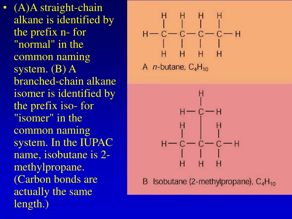 a a straight chain alkane is identified