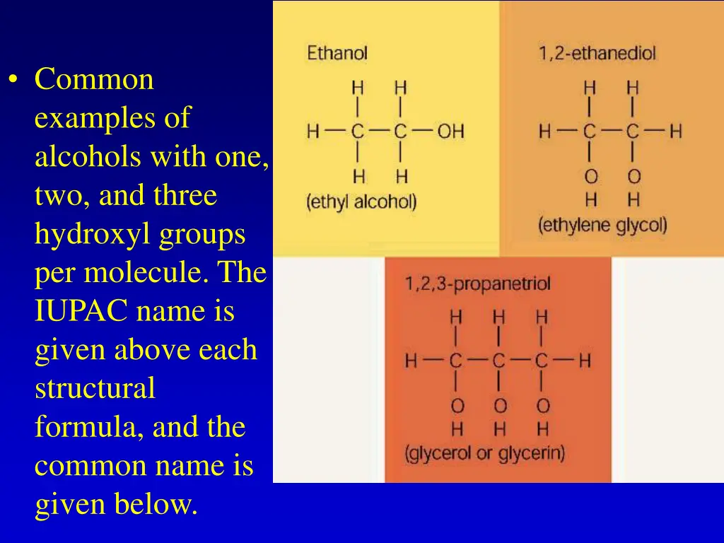 common examples of alcohols with