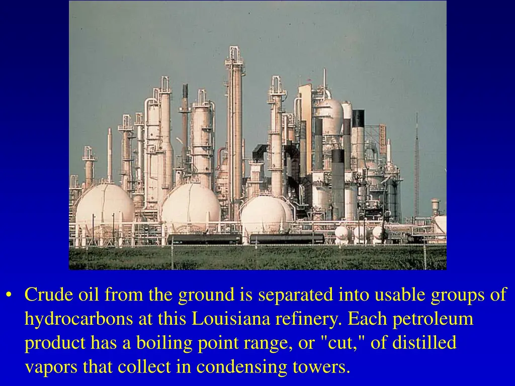 crude oil from the ground is separated into