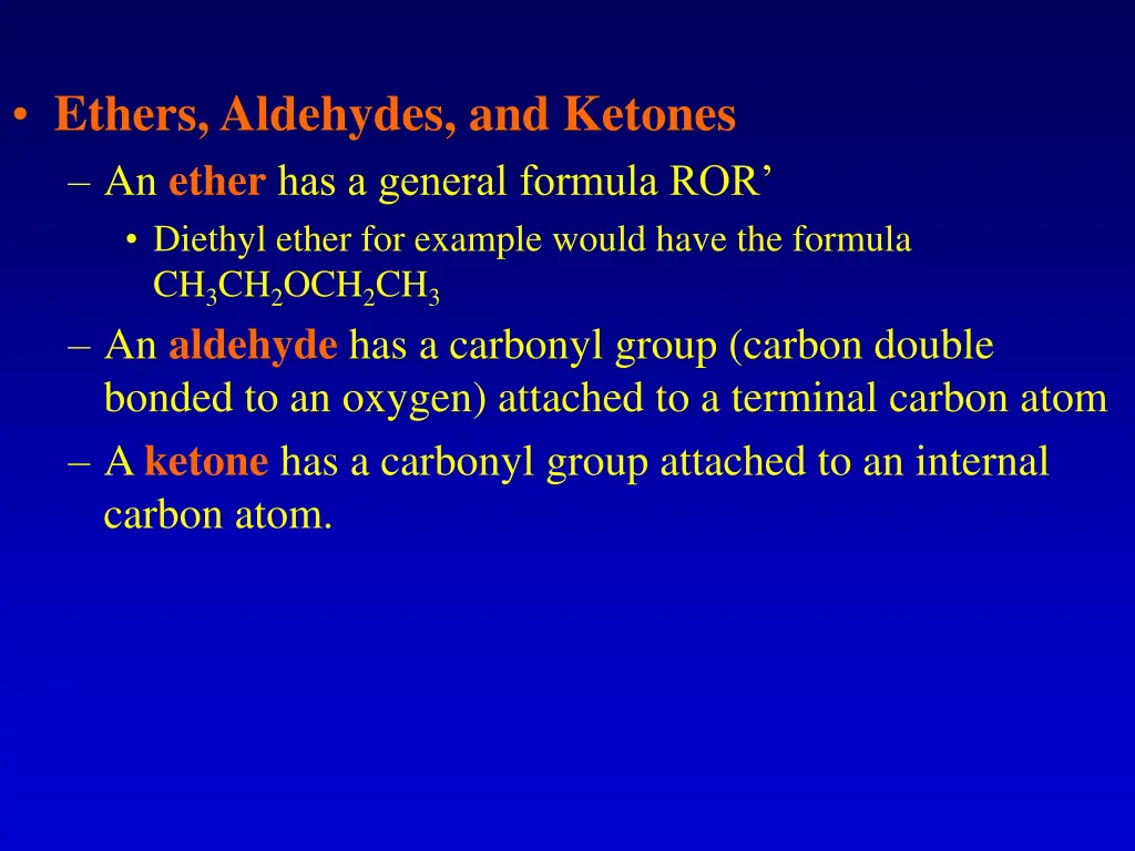 ethers aldehydes and ketones an ether