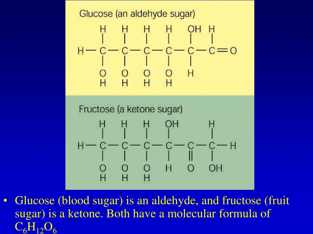 glucose blood sugar is an aldehyde and fructose