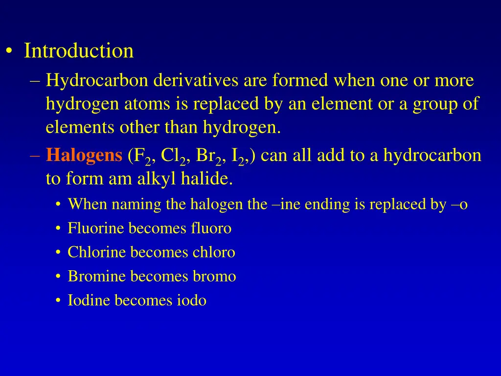 introduction hydrocarbon derivatives are formed