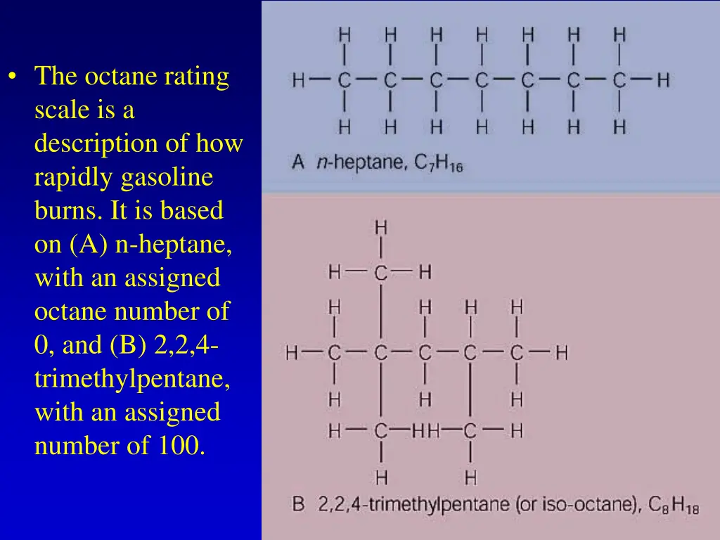 the octane rating scale is a description